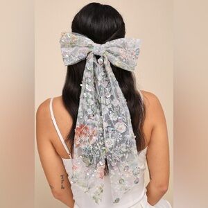 🆕 Lulus Whimsical Mood Floral Embroidered Bow - Ivory